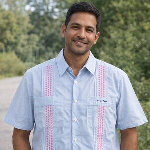 DOS CAROLINAS Guayabera Shirt Casual Button Down Cotton Shirt Large